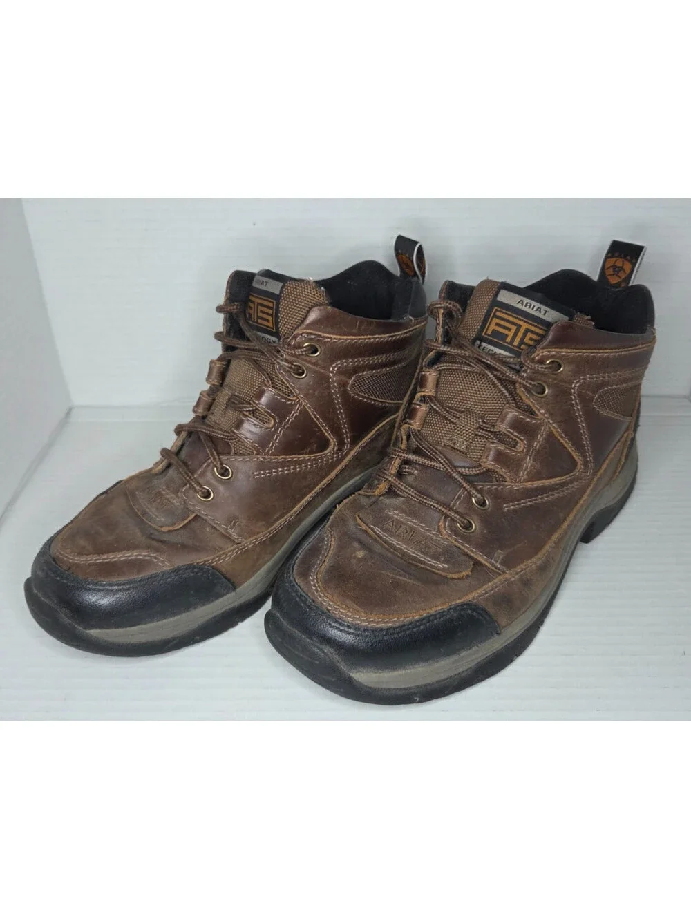 Ariat ATS Terrain Brown Leather Mens Boots Hiking Work Shoes (34524) Size 7.5 EE